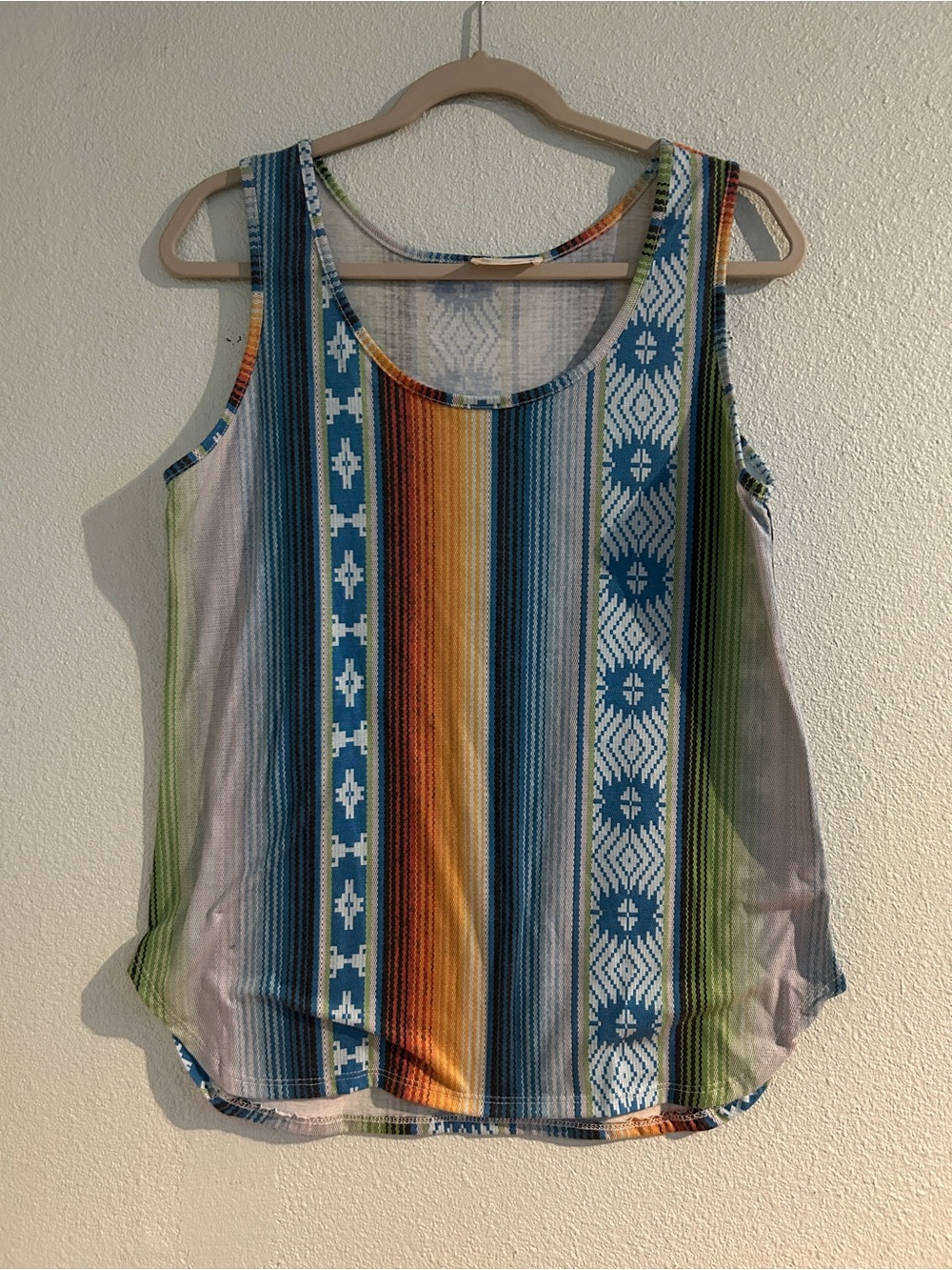 Avery Multicolor Striped Scoop Tank Top - Blue/Green/Orange